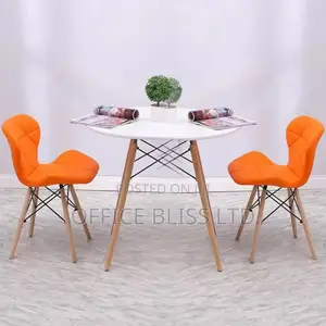 80cm*80cm Wooden Dinning Table Two Leather Chairs