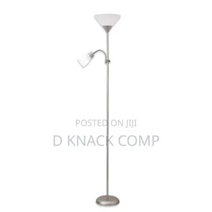 Standing Simple Iron Double Head Floor Lamp - Silver