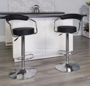 Imported Bar Stool in Black Leather.