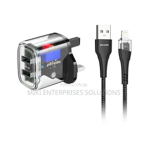 Porodo Dual Output Transparent Charger 2.4A UK With USB-A- C