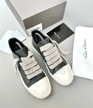 New Rick Owen’S Dark Shadow Low Jumbo Lace Sneaker “Gray”.