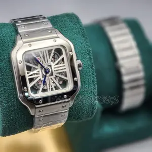 Stainless Steel CARTIER SANTOS Skeleton Dial (Men's Watch)