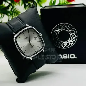 Casio Black Leather Wristwatch