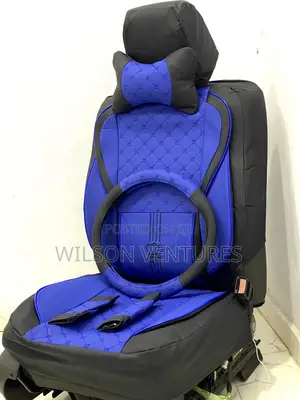 Blue and Black Leather Car Seat Cover