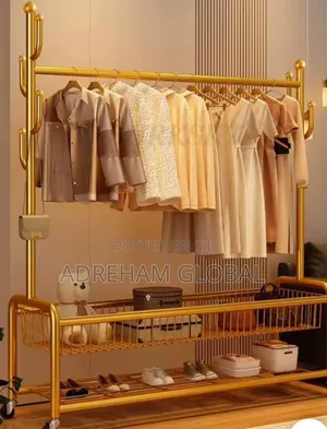 Fancy Gold Clothes and Shoe Rack