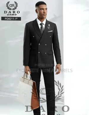 Black Daro 2pcs Double Breasted Turkish Men’S Suit
