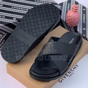 Original Givenchy Black Leather Slippers for Men