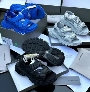 *New Balenciaga Track Logo Print Laced Sandals *