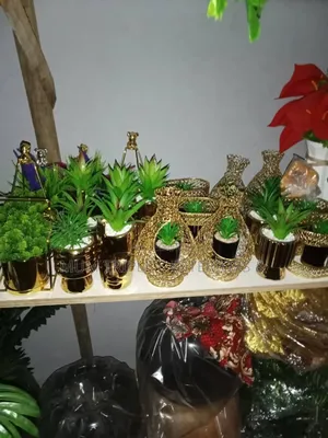 Golden Vase Beautiful Artificial Flowers