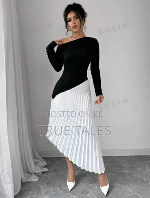 Ladies Formal Black and White Outing and Party Dress