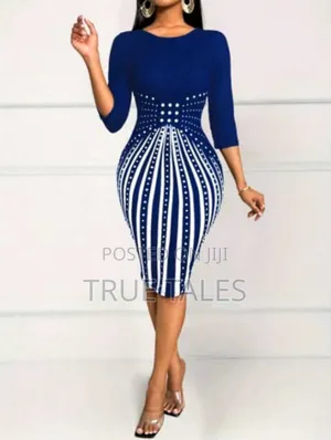 Ladies Shapely Formal Dress Black and Blue Colours