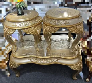 New Designed Gold Royal Center Table With 2 Stools