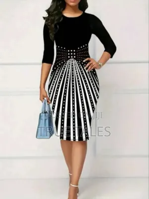 Ladies Shapely Formal Dress Black and Blue Colours