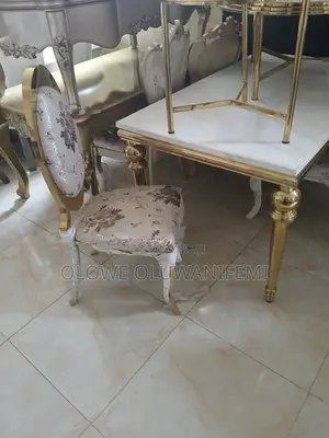 Classic Luxury Golden Dining Table With Chairs Set