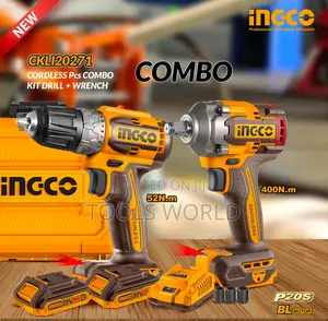 Cordless 2pcs Combo Kit Brushless Drill and Impact Wrench