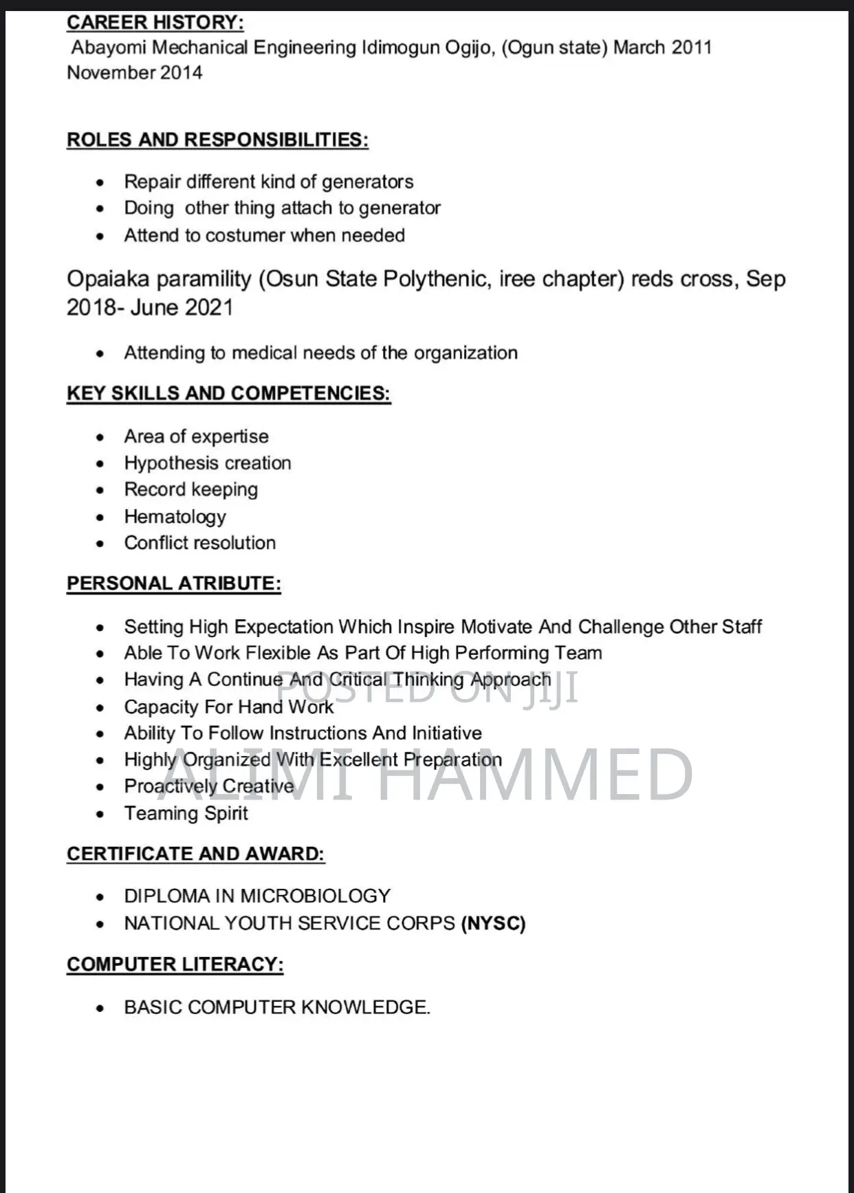 Customer Service Representative