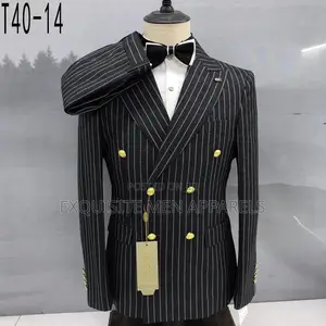 Quality Bold Stripe Turkish 2pcs Double Breasted Men’S Suit