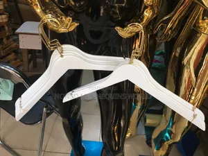 White Wooden Hangers With Long Gold Head