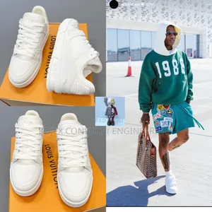 *New Louis Vuitton LV Trainer Leather Low Trainers White *