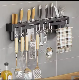 Stainless Steel Frame Wall Mounted Knife Holder With Hooks