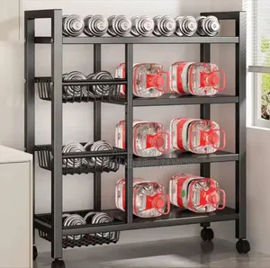 4-Storey Kitchen Shelf With Wire Baskets Kitchen Organizer