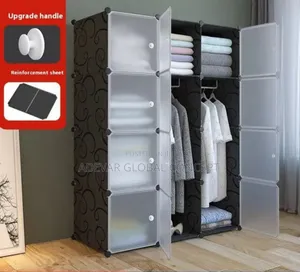3 Partition Plastic Wardrobe Black Cube Storage Organizer