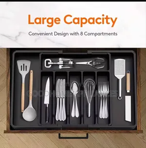 Storage Box, Adjustable Cutlery Rack,Plastic Drawer Storage