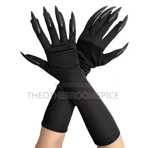 Leather Costume Hand Glove and Spandex Finger Hand Gloves