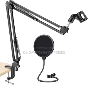 Adjustable Microphone Stand With Pop Filter
