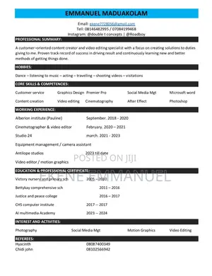 Part-Time Weekend CV
