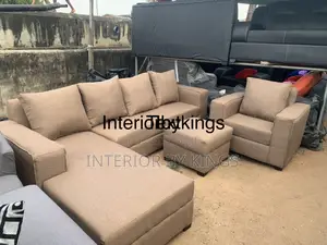L-Shaped Sofa a Single + Center Ottoman Can Come in Colors