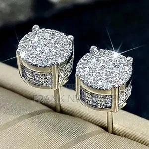 Iced Diamond Cz Gold Silver Earrings Stud