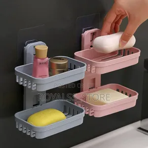 Double Layer Adhesive Wall Mounted Soap Holder