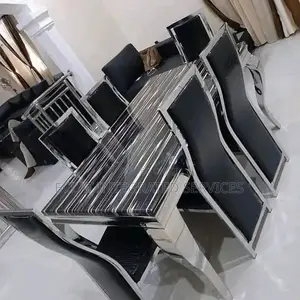 Black Color Dining Table With Six Chairs
