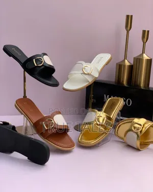 Mango Real Leather Flat Chic Slippers Sizes 37 To 43