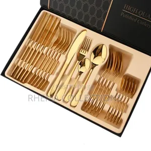 24pc Set of Quality Gold Cutlery Tableware Gift Box