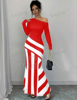 Red and White Coloured Sweeping Dress