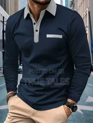 Long Sleeves Men's Collar Sweatshirt/Polo With Front Buttons