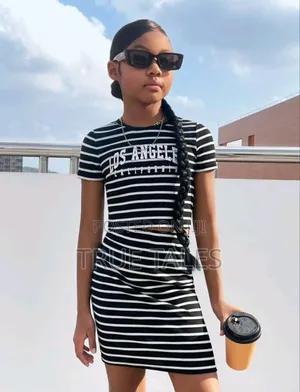 Girl's White and Black Set and Top/Blouse Set Ages 9 to 12