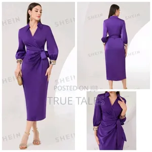 Ladies Formal Side Tie Purple Dress