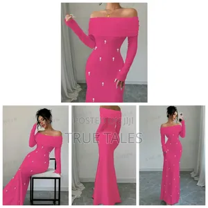 Pink Bead Embellished Off Shoulder Party Dress Sizes 8 to 12