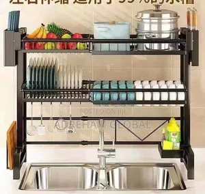 Over Sink Double Dish Drainer With Cutlery Rack