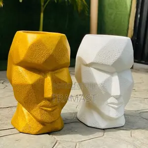 Human Face Fiber Glass Flower Pot