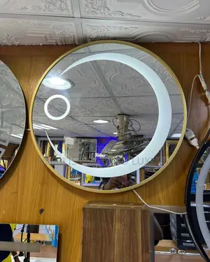 Mirror With Gold Frame And Mood Led Design