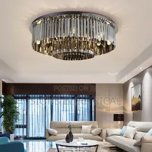Postmodern Gray Crystals Chandelier