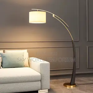 White Cloth Lampshade Standing Lamp E27 Bulb Gold Black