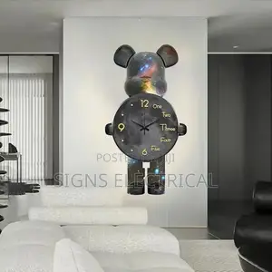 Large Wall Bear Clock Creative Noiseless Bear