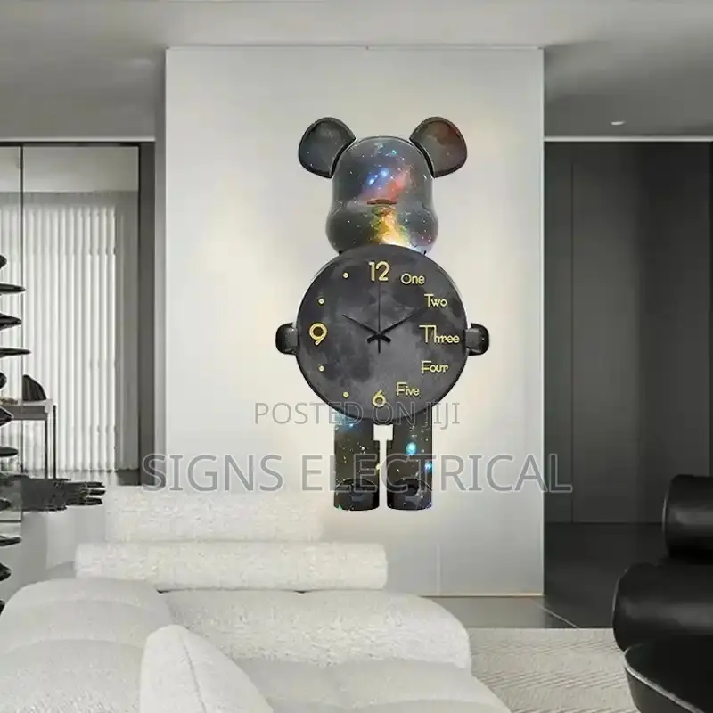 Large Wall Bear Clock Creative Noiseless Bear