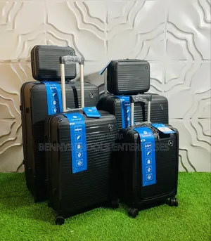 Sensamite Set of 6 Black Foreign Rubber Travel Luggage Boxes