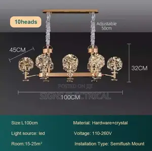 Living Dining Room Gold Led Chandelier Crystal Pendant